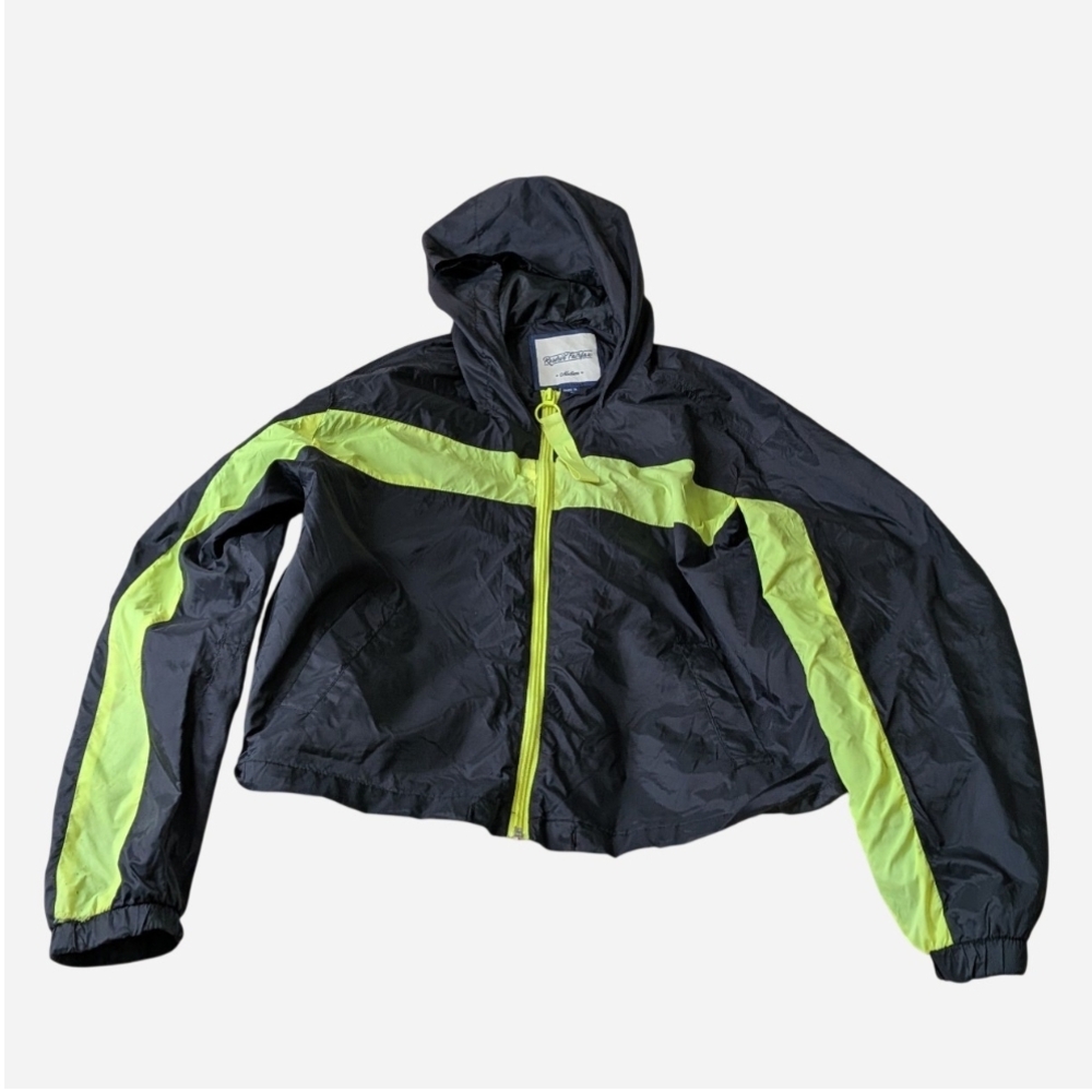 Y2K Neon Colorblock Cropped Windbreaker Jacket Size M Reserve Fairfax